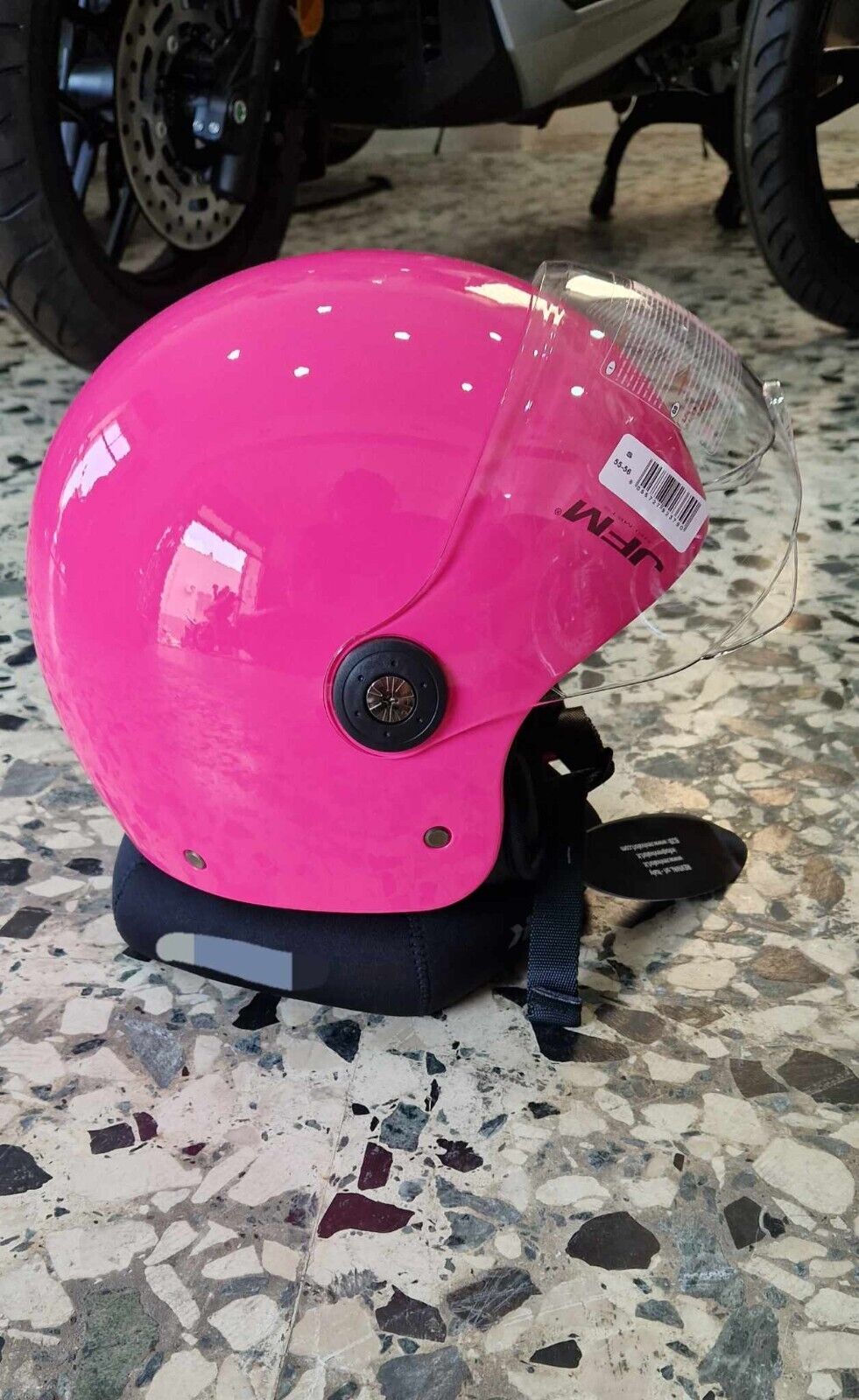 CASCO JFM omologazione ECE 22.06 ROSA LUCIDO con VISIERA CORTA